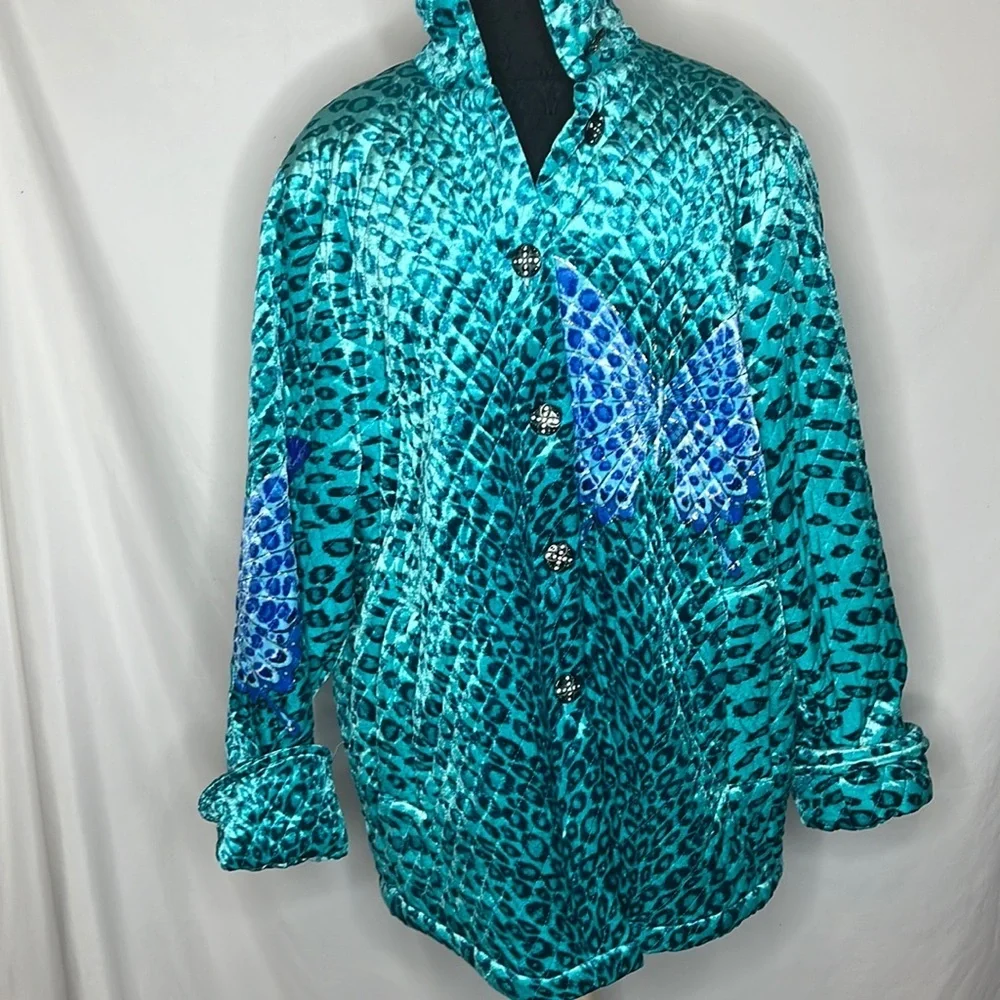 Vintage Amber Dawn quilted leopard and butterfly FUNKY jacket